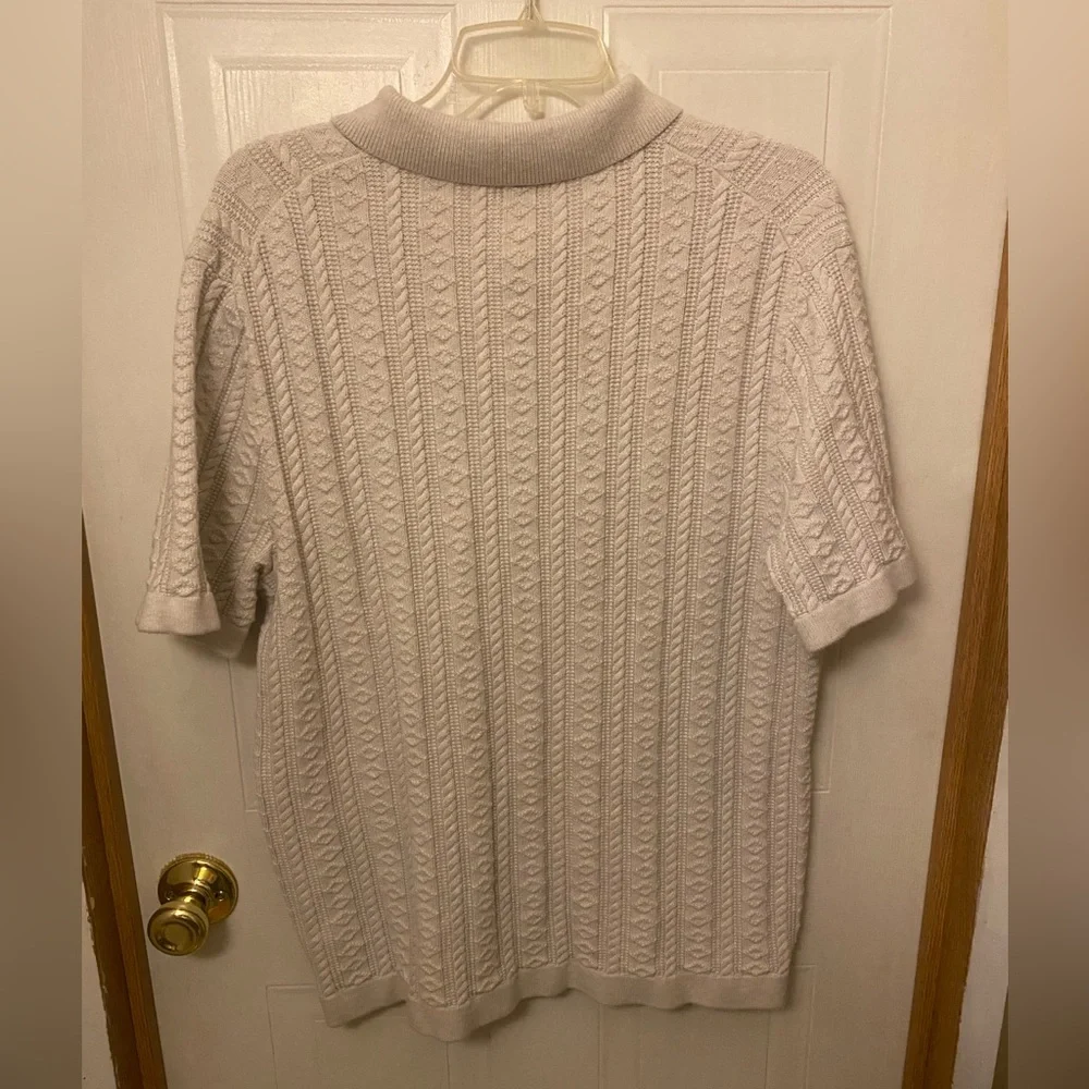 J. Crew Cream Guernsey Cable Knit Polo Sweater
